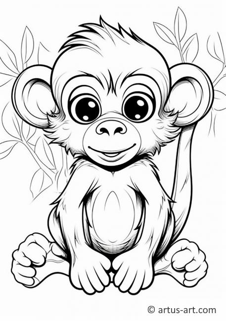 Page de coloriage de macaque mignon pour enfants